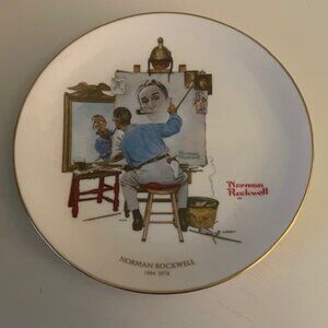 1978 NORMAN ROCKWELL *TRIPLE SELF PORTRAIT* PLATE Gorham Fine China Impeccable!